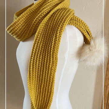 Easy Ribbed Pom Pom Scarf