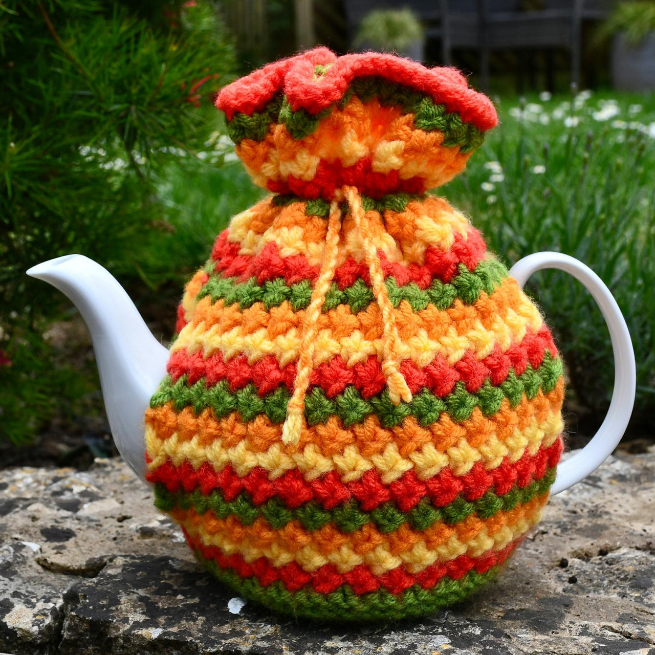 Springtime Flowers 4 Cup Teapot Cosy Knitting Pattern