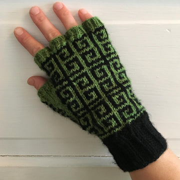 Grecian Keys Fingerless Gloves