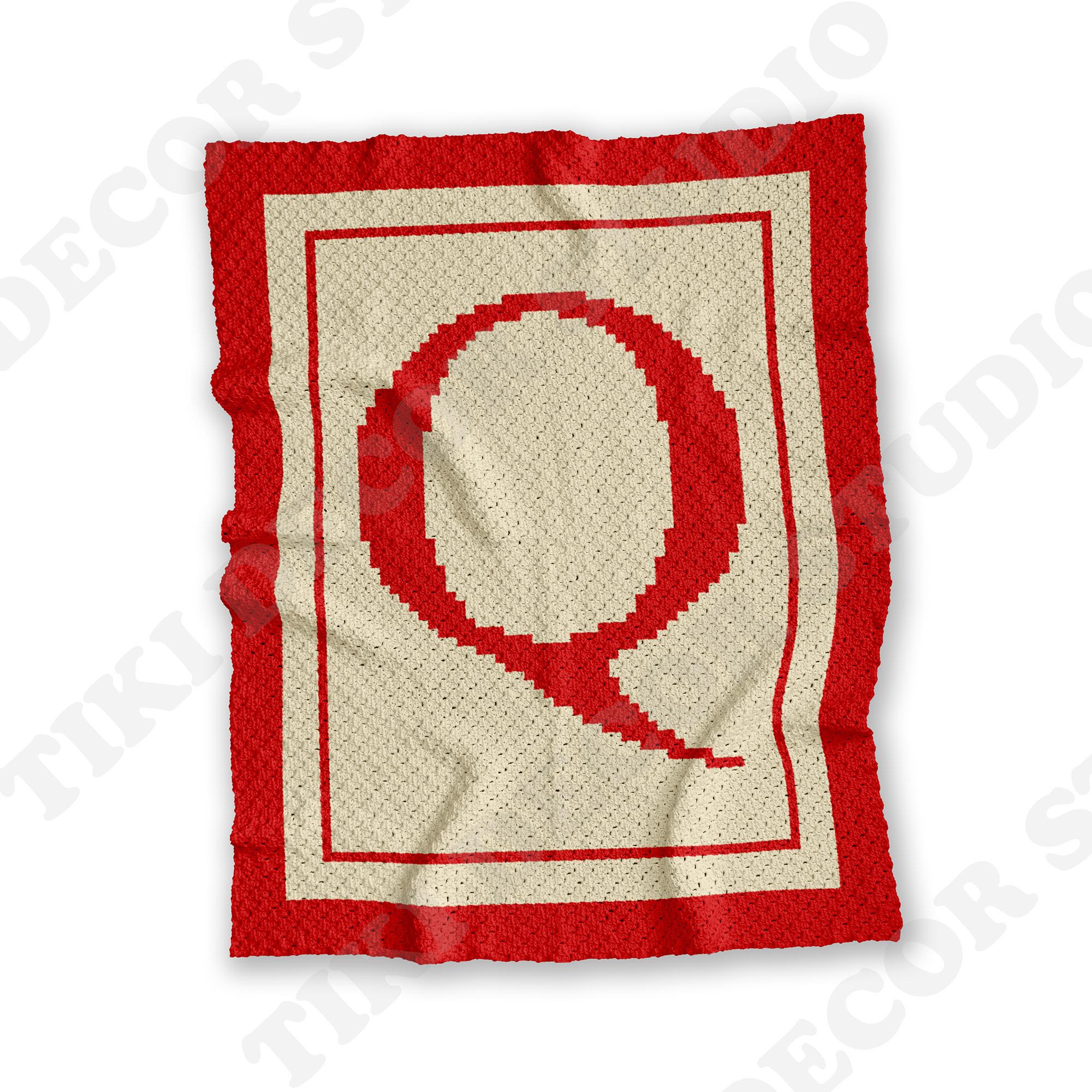 Initial Letter Q Stroller Blanket C2C CROCHET PATTERN