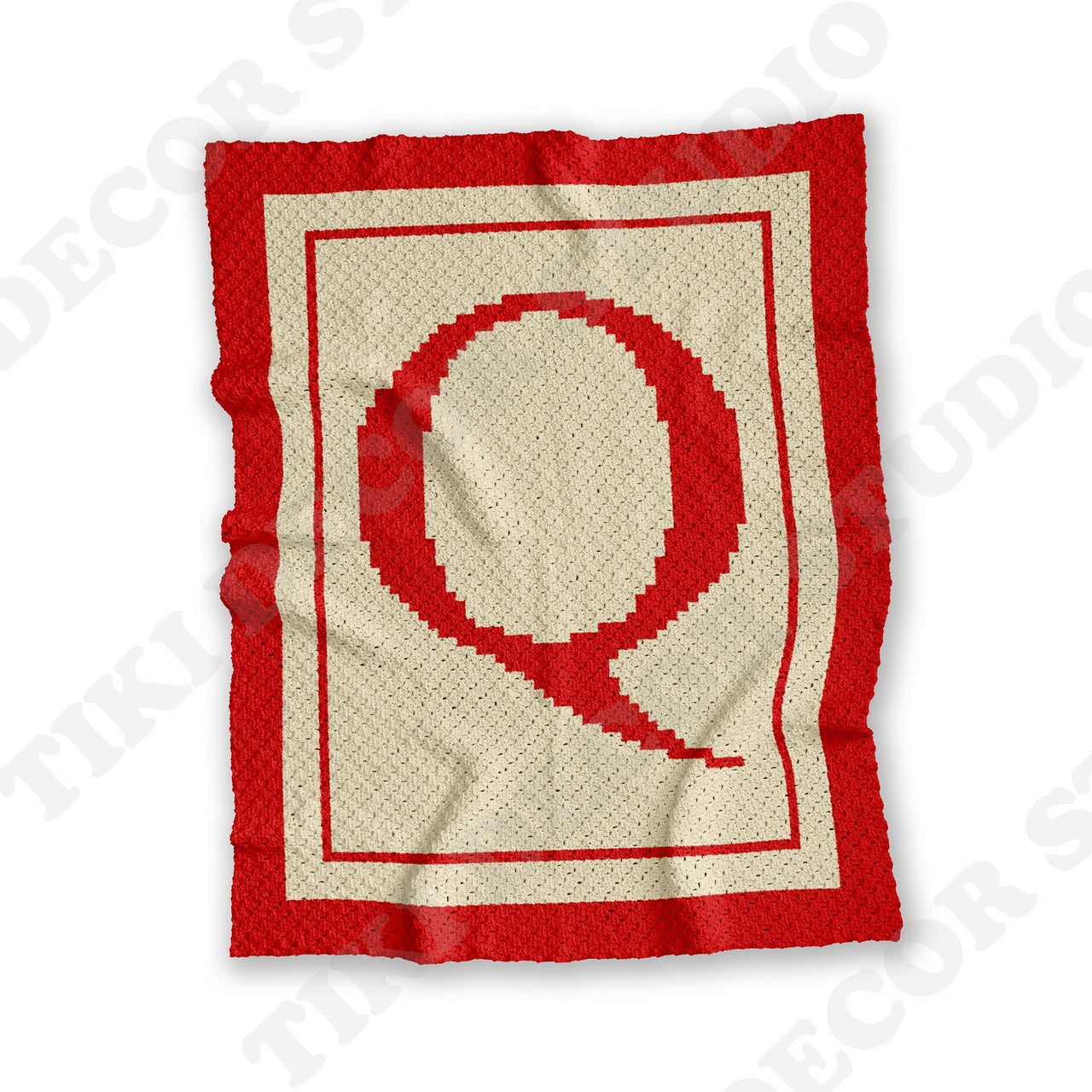 Initial Letter Q Stroller Blanket C2C CROCHET PATTERN
