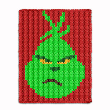 Christmas Grinch - Chunky Blanket - Hand Finger Knitting Pattern