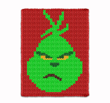 Christmas Grinch - Chunky Blanket - Hand Finger Knitting Pattern