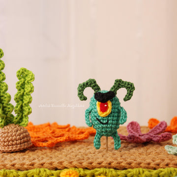 Mini Plankton, Karen & Tiny Chum Bucket – Chibi Amigurumi Crochet Pattern Set (PDF)