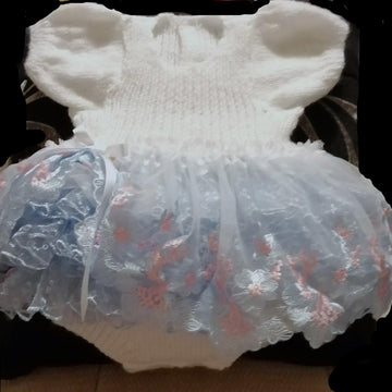 Baby Knitting Pattern Lacy Lacy Dress and Shoes 0-3mths