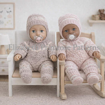Little Ridges Doll Bodysuit, Hat & Bootees Knitting Pattern P76 – Elizabeth Primrose Patterns