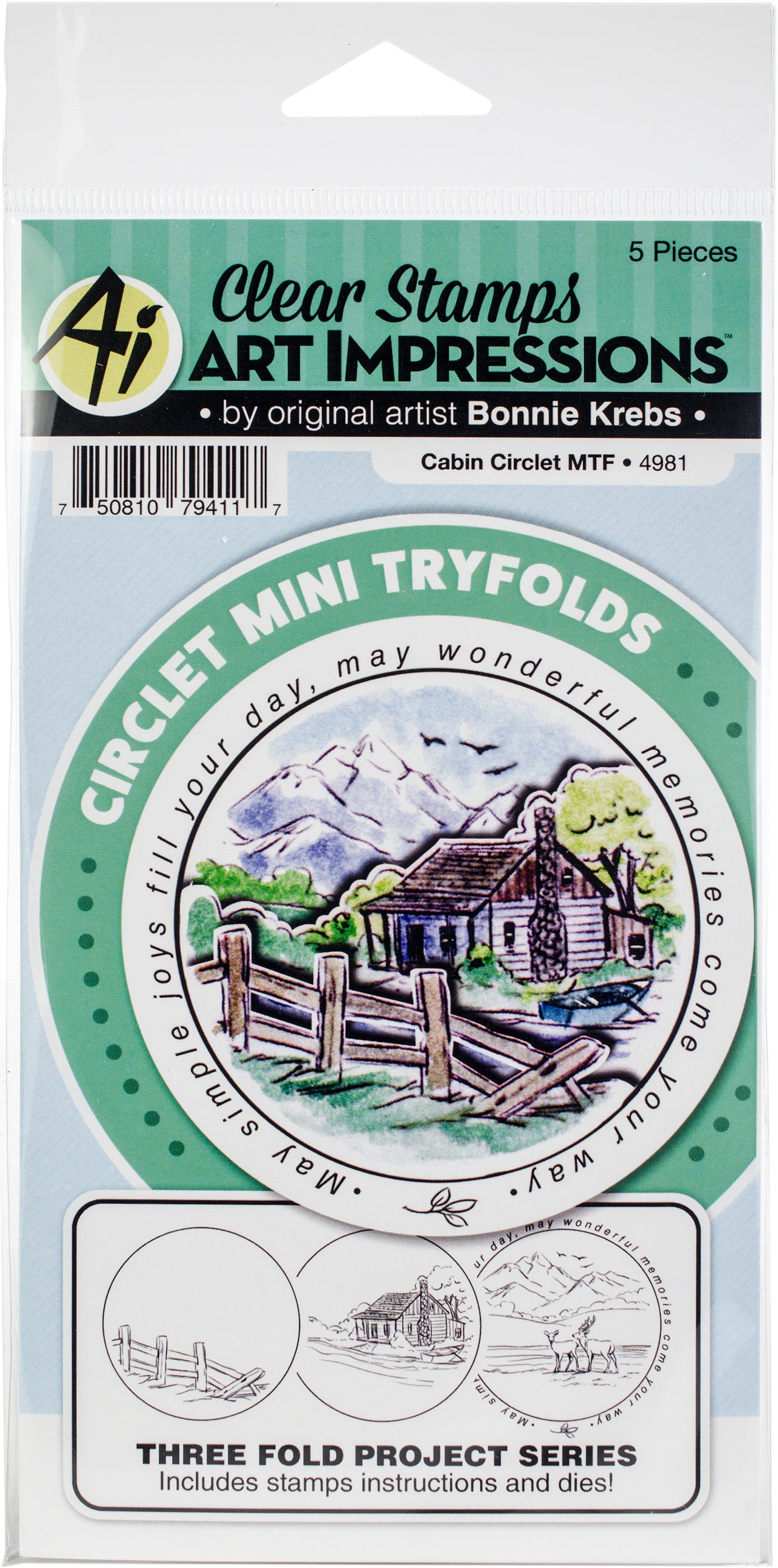 Art Impressions Circlet Mini TryFolds Stamp & Die Set - Cabin