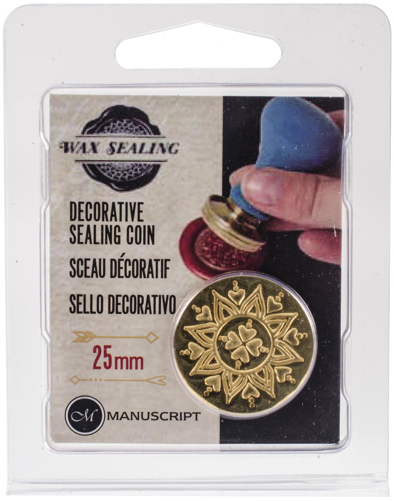 Manuscript Pen Manuscript Large Decorative Sealing Coin .98" - Mandala