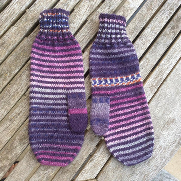 Stripey Sock Wool Ladies mittens