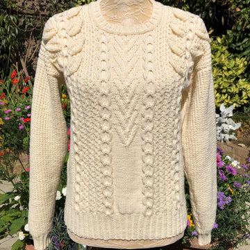 Aran Sweater with Leaf Embellishments