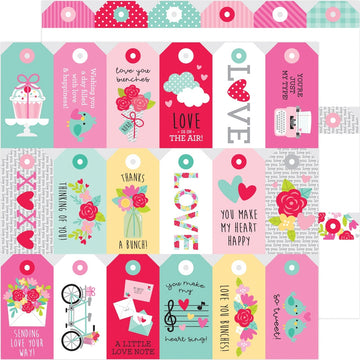 Doodlebug Love Notes Double-Sided Cardstock 12"X12" 25/Pkg - Kissing Tag