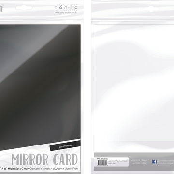 Tonic Studios Craft Perfect Mirror Cardstock 92lb 8.5"X11" 5/Pkg - Glossy Black