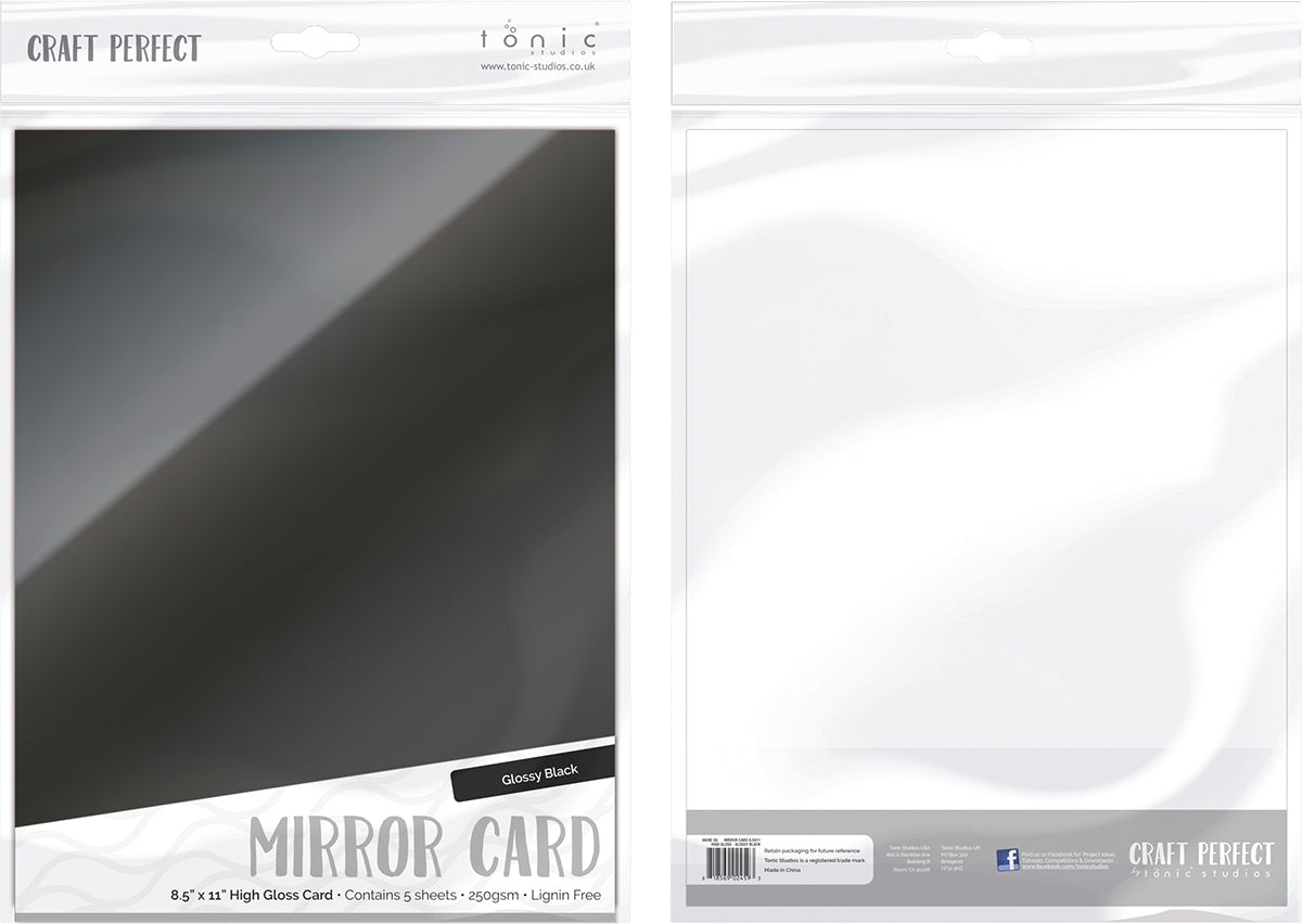 Tonic Studios Craft Perfect Mirror Cardstock 92lb 8.5"X11" 5/Pkg - Glossy Black