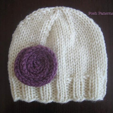 Easy Knit Beanie Hat & Flower 282