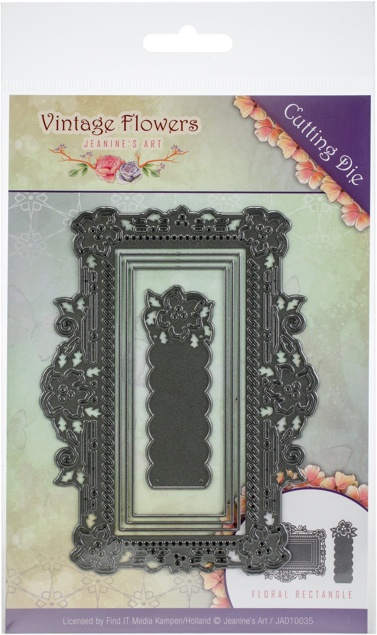 Find It Trading Jeanine's Art Die - Floral Rectangle, Vintage Flowers