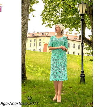 Turquoise dress Irish lace