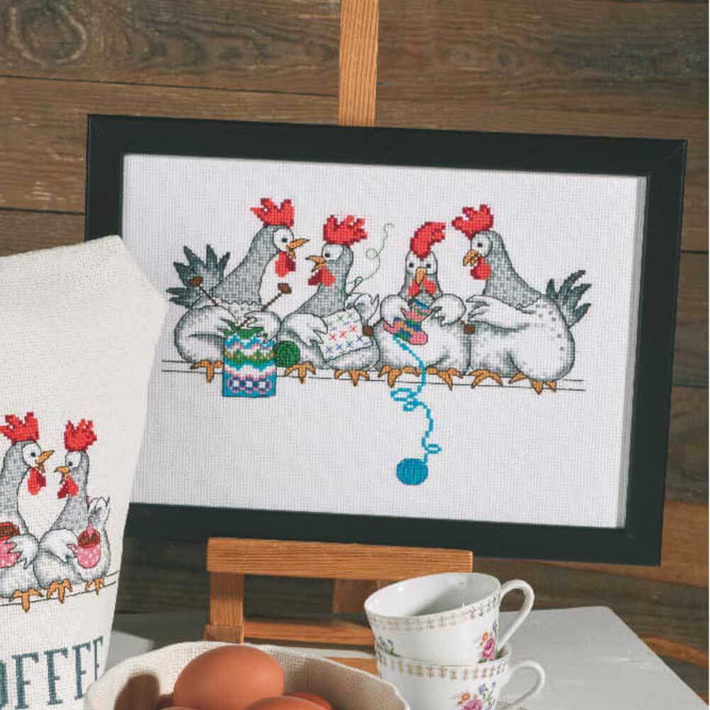 Permin Chicken Talk Cross Stitch Kit - 29 x 20 cm