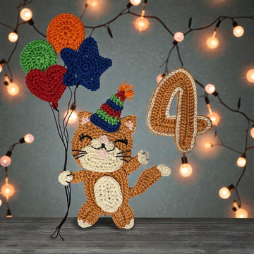 Kitty Number 4 crochet applique pattern