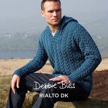 Cabled Hoodie - Jumper Knitting Pattern for Men in Debbie Bliss Rialto DK