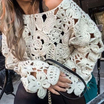 Boho Crochet Lace Oversized Sweater