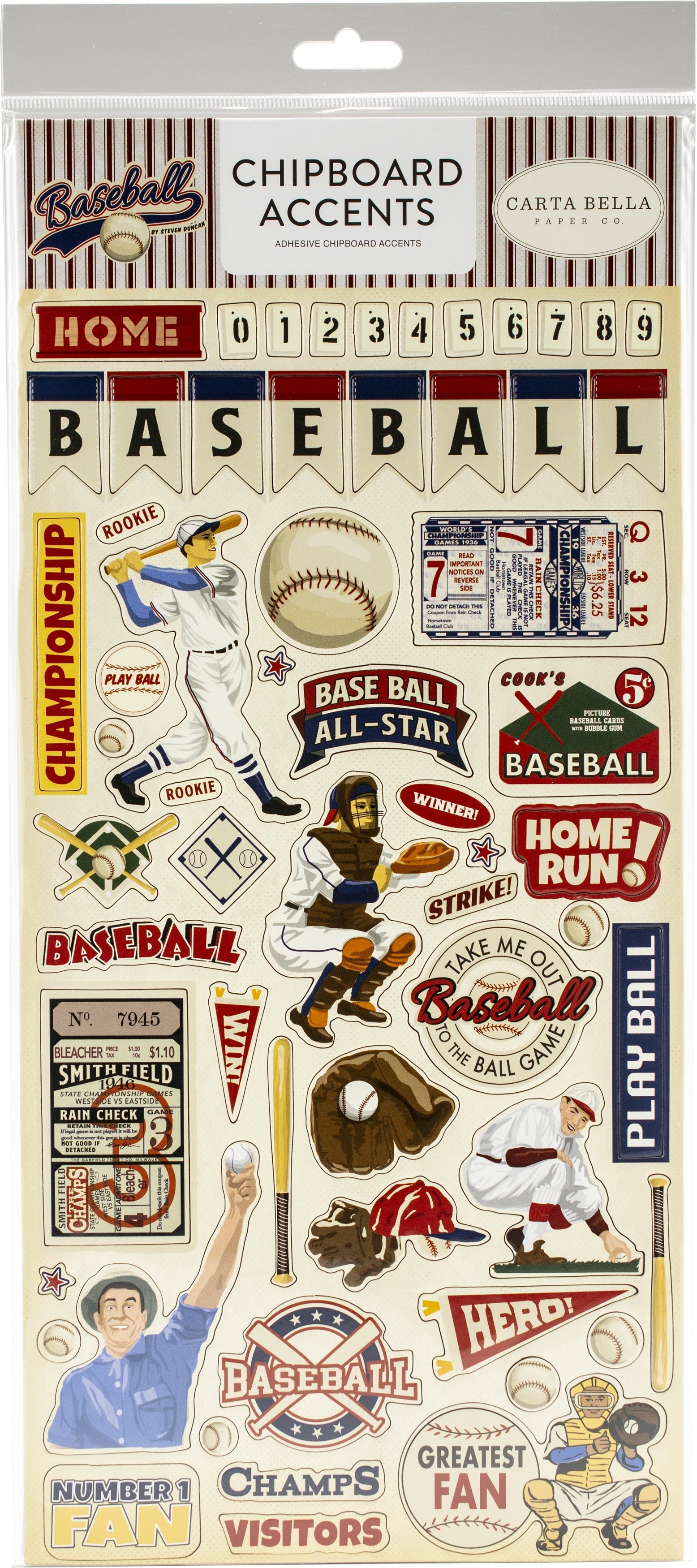 Echo Park Paper Baseball Chipboard 6"X13" - Accents