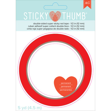 American Crafts Sticky Thumb Double-Sided Super Sticky Red Tape - .5"X5yd