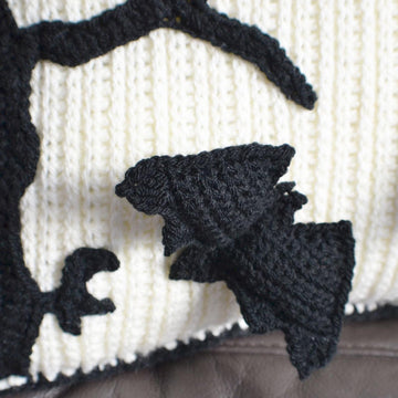 Vampire Bat Sofa Cushion. Bat, tree and Moon Embellishment. Halloween Throw Pillow. 3D Cushion Cover