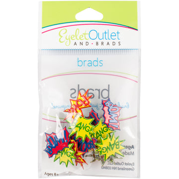 Eyelet Outlet Shape Brads 12/Pkg - Super Hero Words