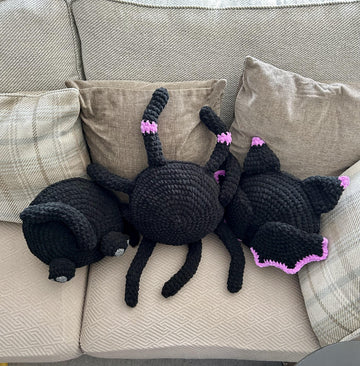 Halloween Crochet Pillow Pattern: Cat Bum, Bat, Spider