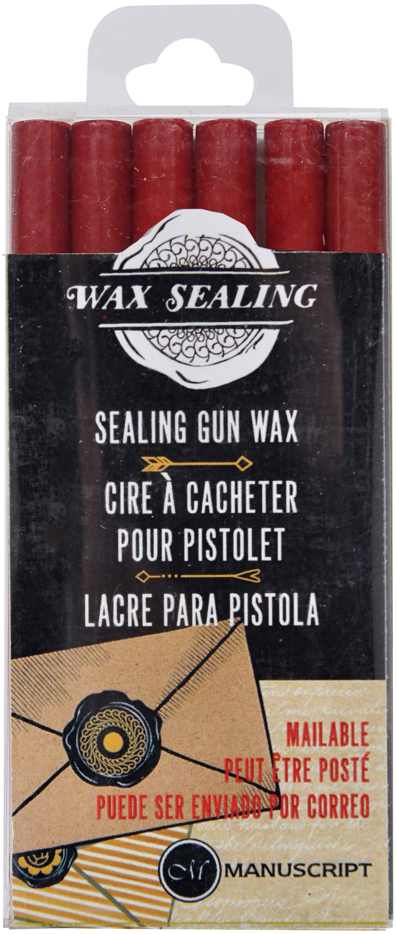 Manuscript Pen Manuscript Sealing Gun Wax Sticks 6/Pkg - Red