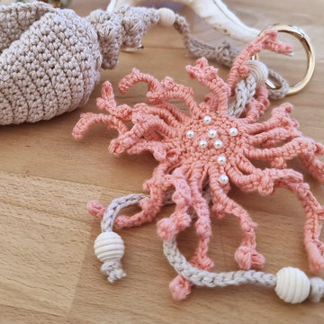 Seashell coral bag charm keychain crochet pattern B2