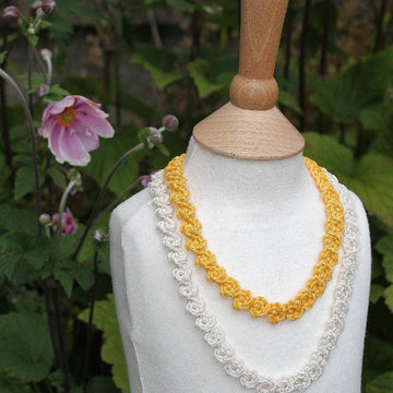 Crochet Friendship Necklace with Leaf Ties