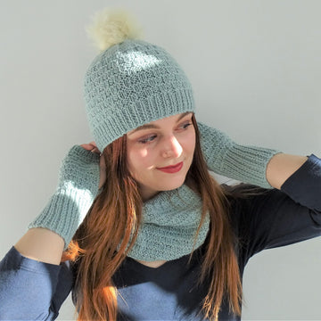 ‘Sea Waves’ Hat, Mitts and Cowl, toddler, child and adult
