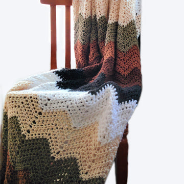 Mocha Ripple Chevron Throw