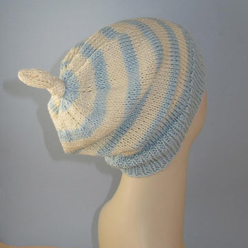 Simple Stripe Topknot Slouch hat