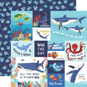 Echo Park Paper Fish Are Friends Double-Sided Cardstock 12"X12" 25/Pkg - Multi Journaling Cards