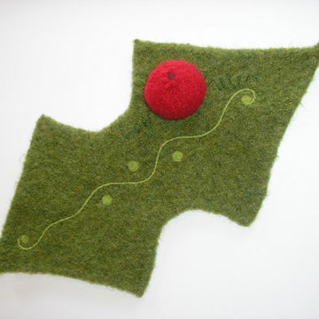 Felted Woolly Holly Leaf & Berries