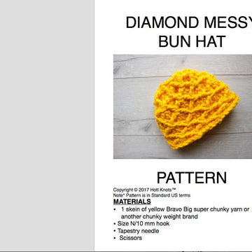 Diamond stitch Messy Bun Hat