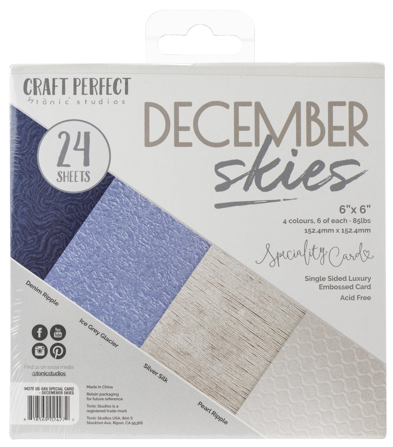 Tonic Studios Craft Perfect Specialty Cardstock 6"X6" 24/Pkg - December Skies