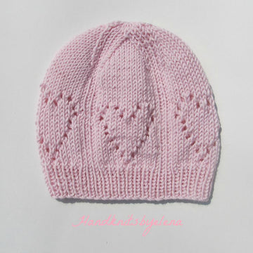 Hearts and Ribbing Hat for a Lady