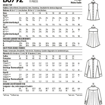 Butterick Misses' Top B6792 - Sewing Pattern