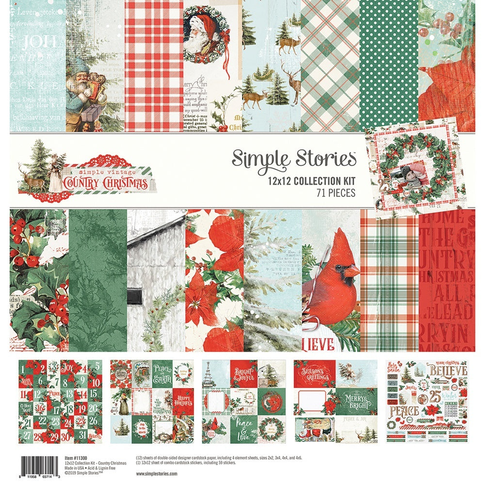 Simple Stories Collection Kit 12"X12" - Country Christmas