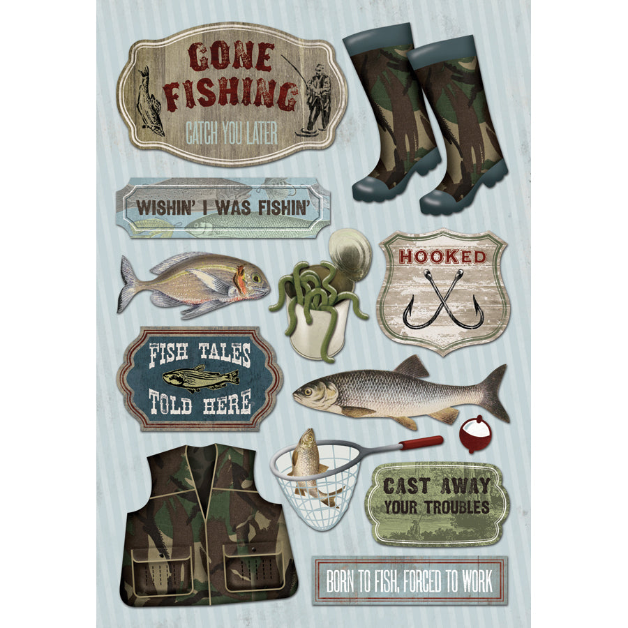 Karen Foster Cardstock Stickers - Wishin' I Was Fishin'