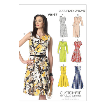 Vogue Misses' Notch-Neck Princess-Seam Dresses V9167 - Sewing Pattern