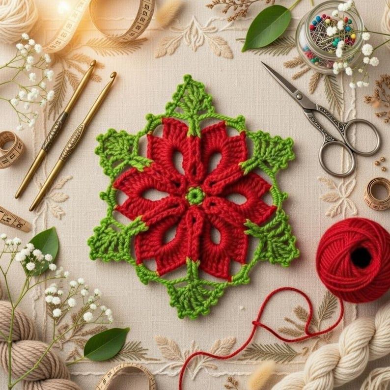 Crochet Hexagon Doily Pdf + Video Tutorial