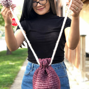 Drawstring Pom Pom Bag
