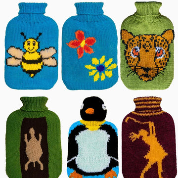 Cute Hot Water Bottle Covers to Knit - bee leopard penguin golf tortoise robot
