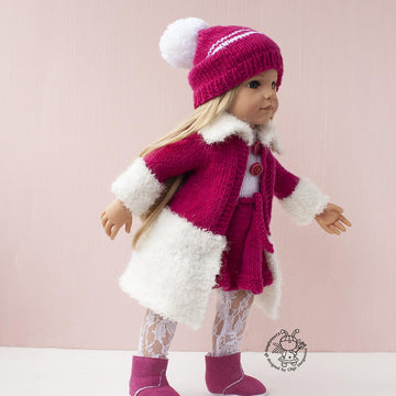 Outfit  Raspberries for 18in doll knitting flat
