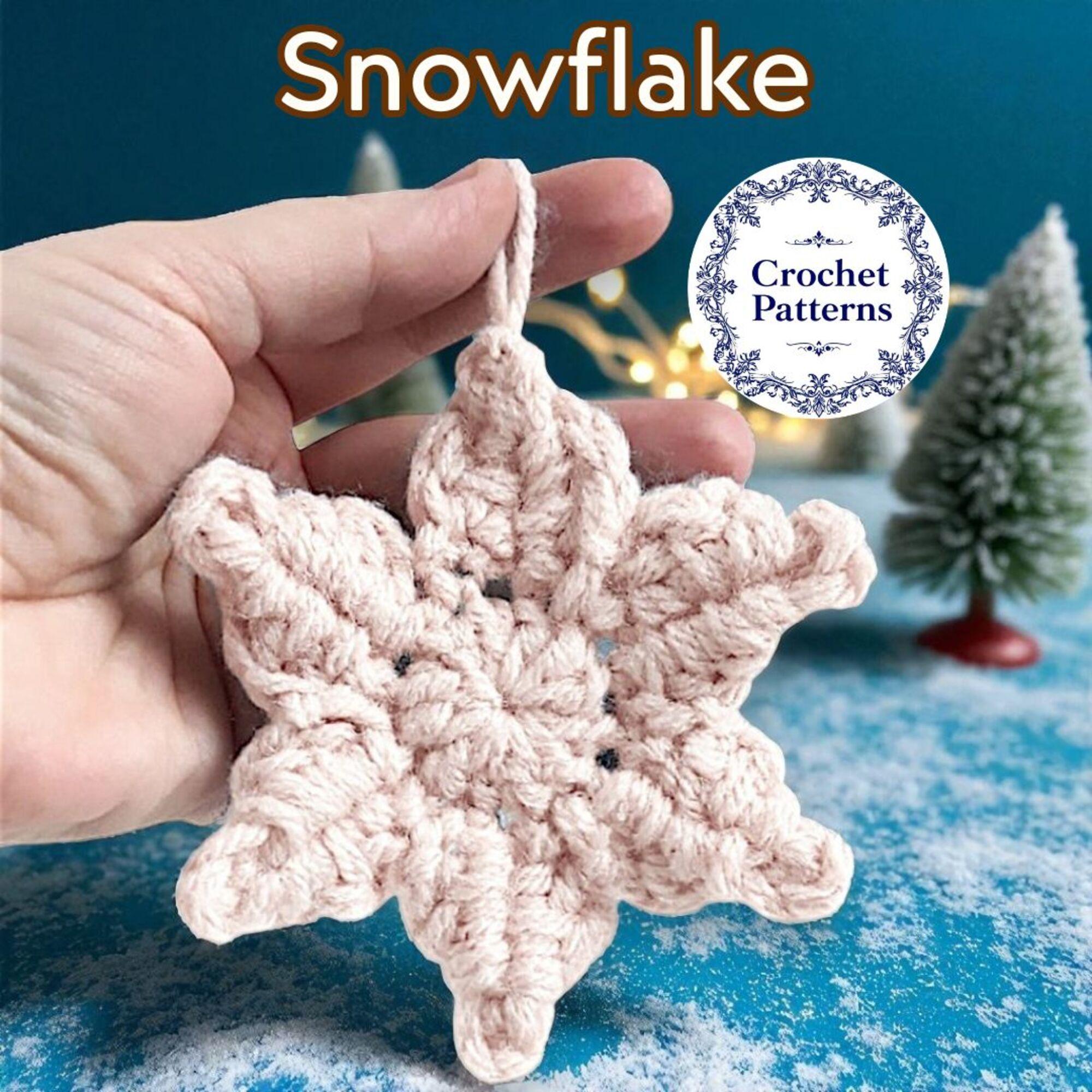 Christmas Crochet Snowflake Pattern, Farmhouse Decor Yule Ornament tree