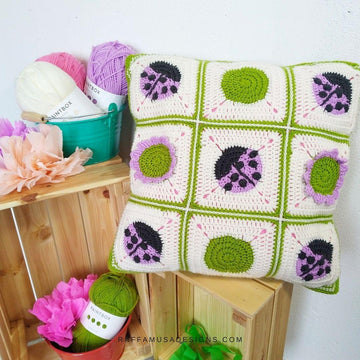 Ladybug Granny Square Pillow